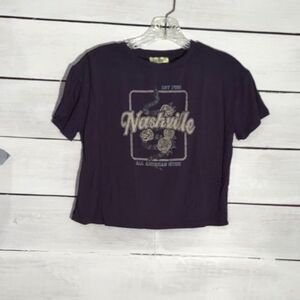 Chit Chat Nashville All American Music Navy Crop Tee Shirt